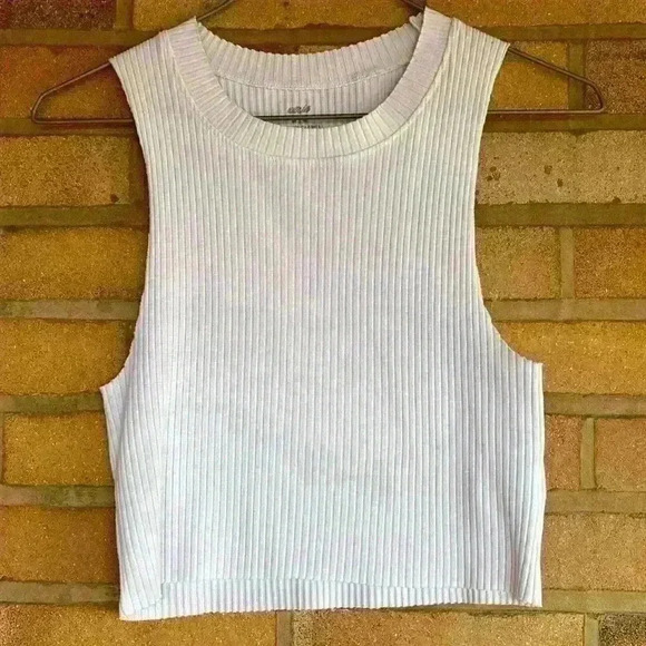 aerie ribbed knit crop cotton blend racerback tank - Picture 1 of 7